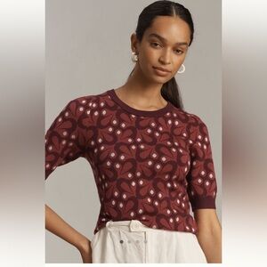 NWOT Anthropologie Maeve Harmon jacquard sweater tee